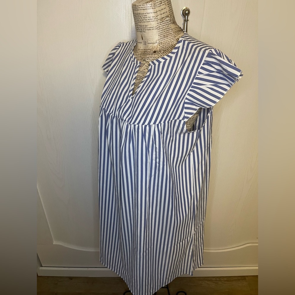 C+D+M blue and white striped dress